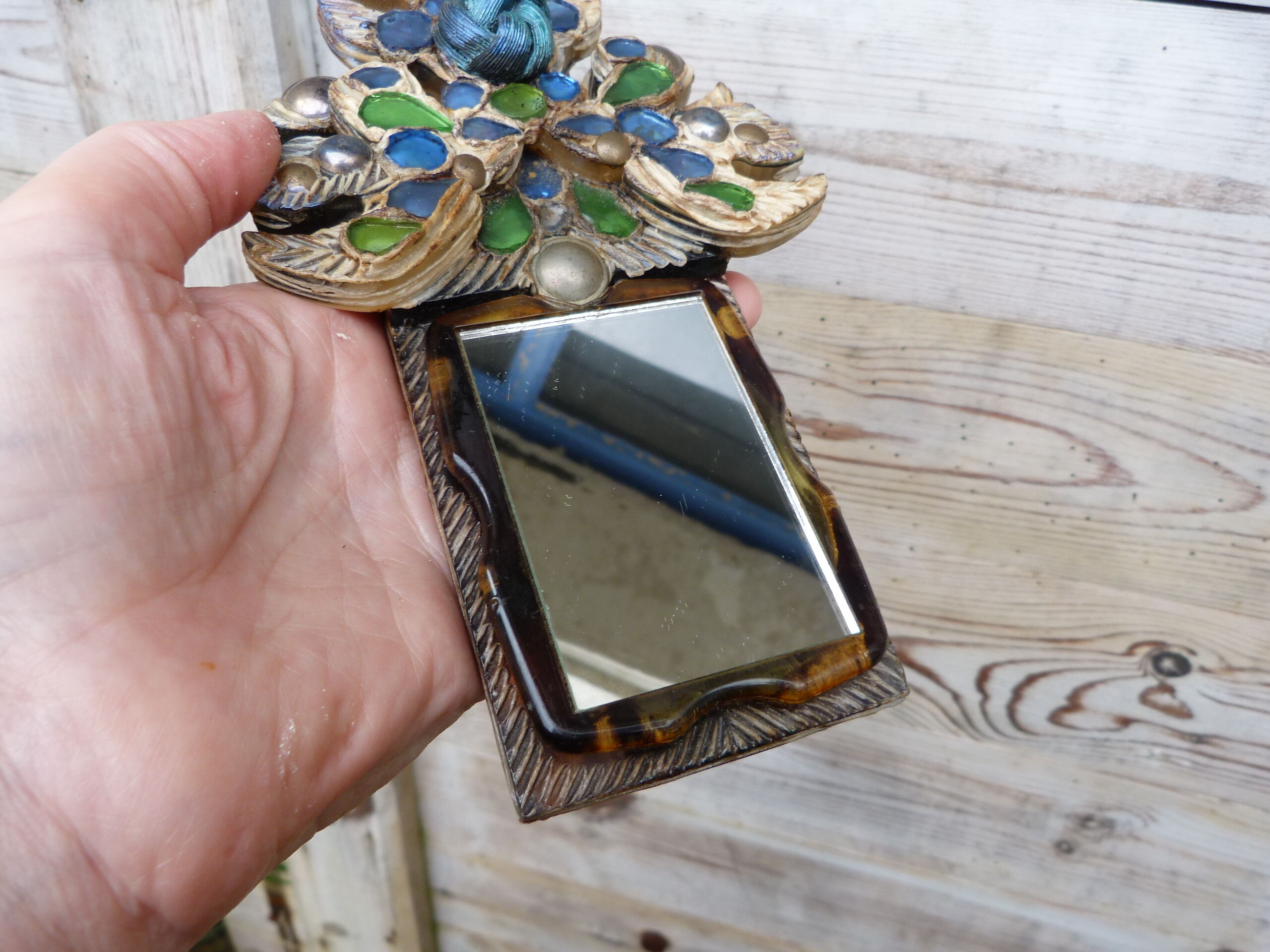 Old mirror in Talosel student Line Vautrin signed Lemanceau