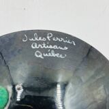 Enamelled catchall leaf signed Jules Perrier artisan Quebec