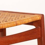 Paire de tabourets Danois en Teck et Cannage par Peter Hvidt 1960.