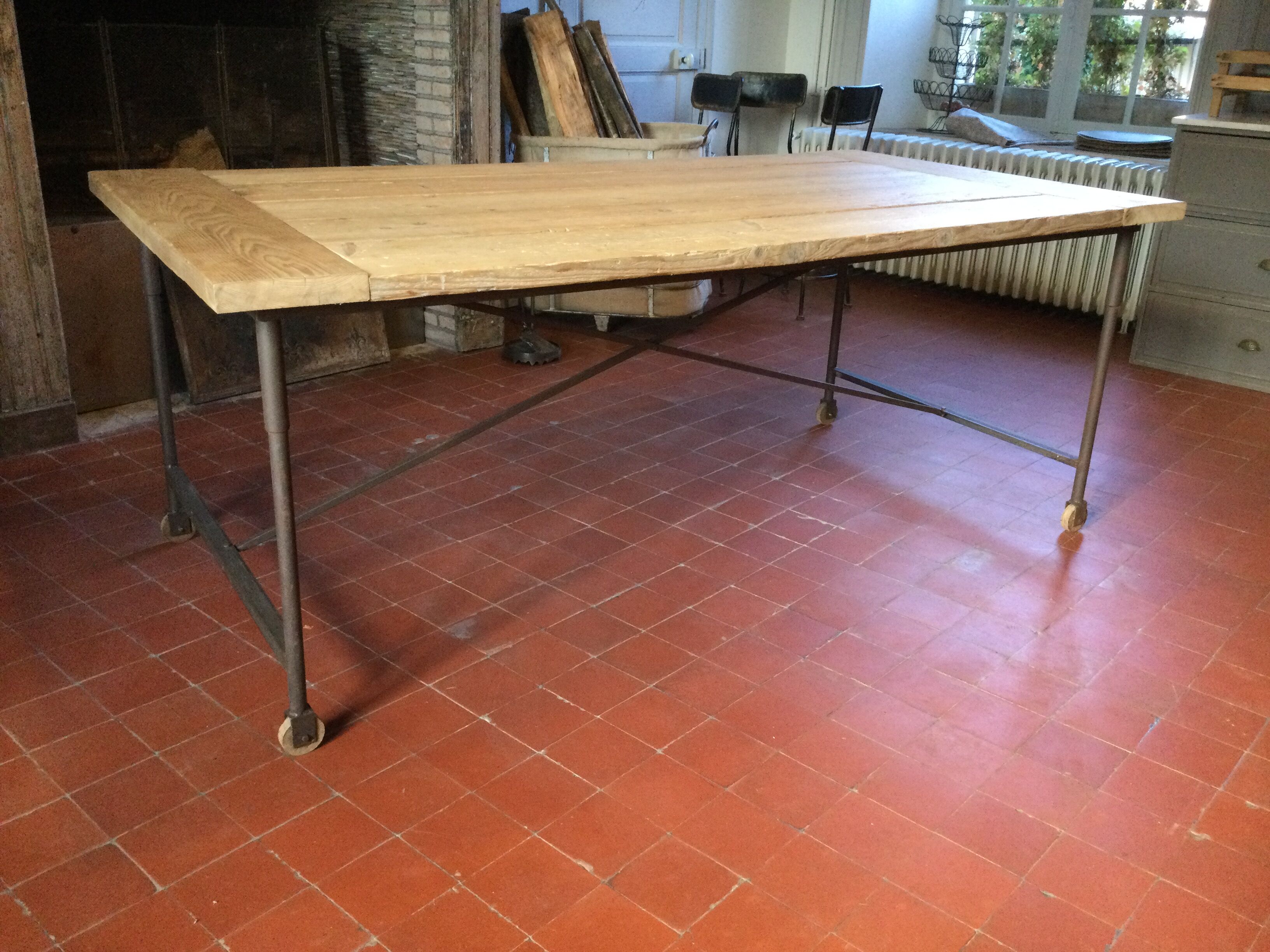 Wood and iron dining table