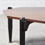 Italian Modernist Coffee Table in Teak and Lacquered Metal, 1950s