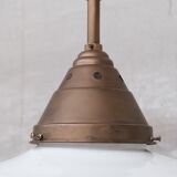 Opaline and Brass Mid-Century Glass Pendant Light