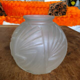 Art deco ball vase in opaque molded glass