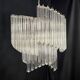 Chandelier with Murano glass quadrilateral prisms, handmade.