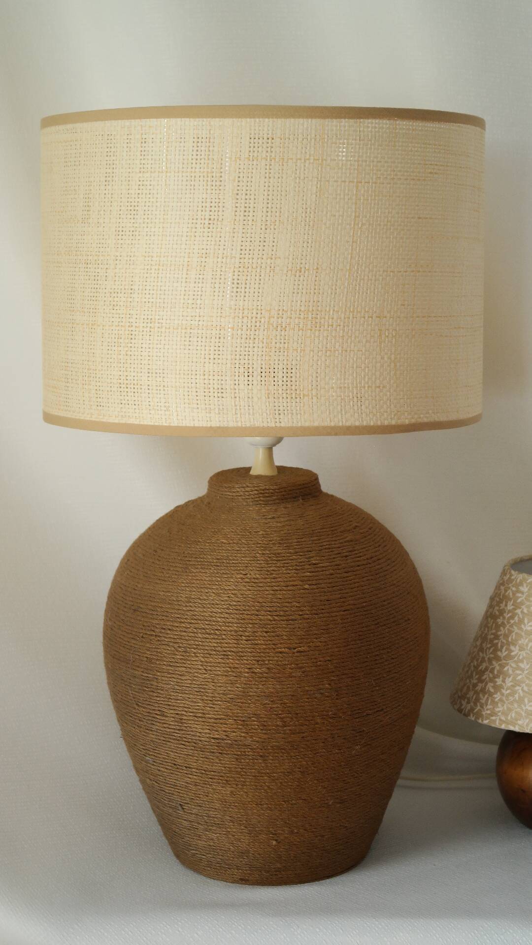 Vintage 70's natural rope lamp base