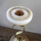 Curved brass and onyx candlestick