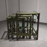 Vintage nesting table, green color