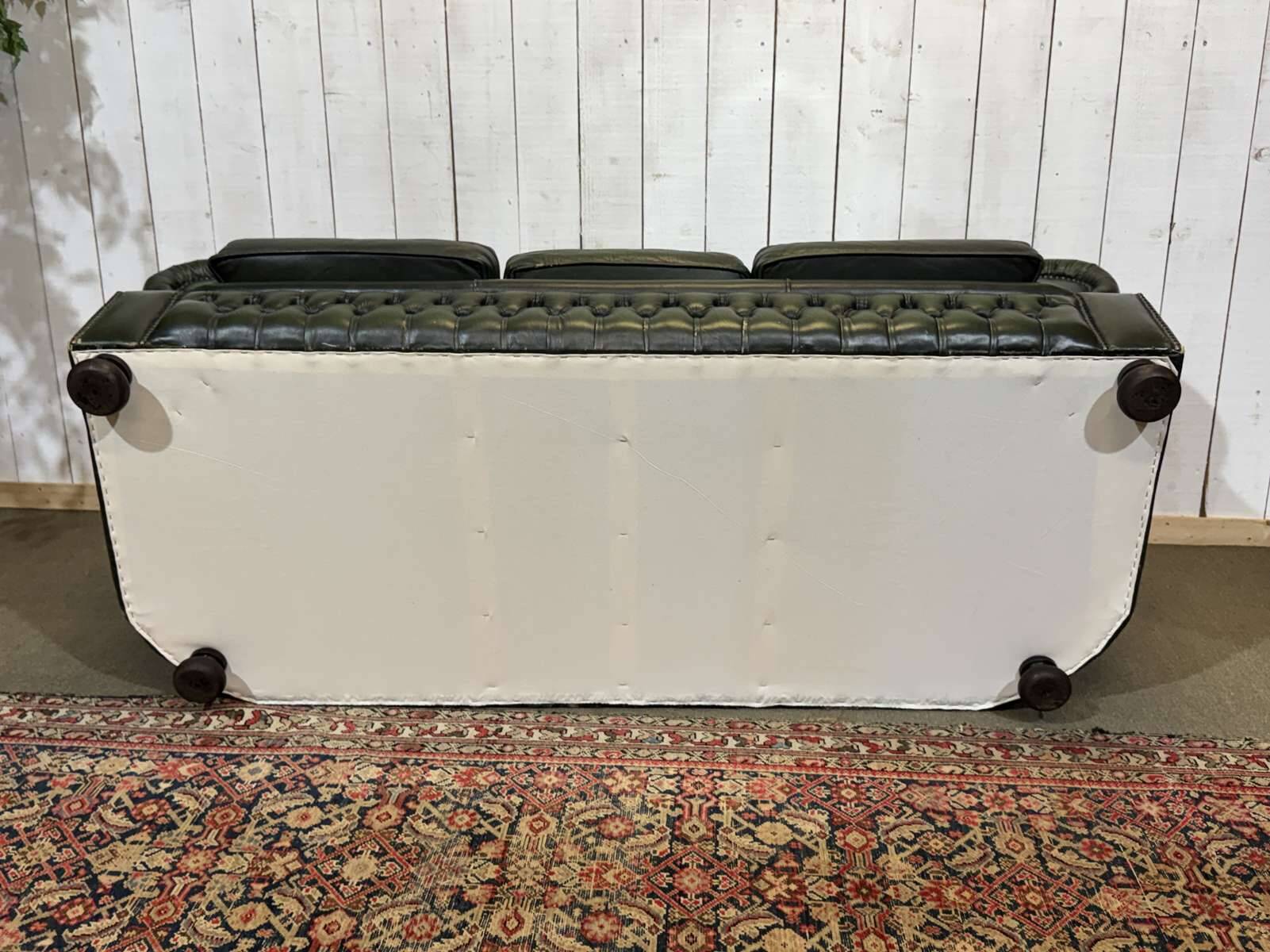 1970s leather Chesterfield three-seater sofa