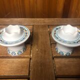 Pair of FRANCOISE SAGET Porcelain Candlesticks Flower Decor #A413