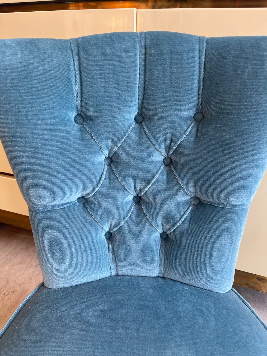 Vintage blue velvet armchair, 1950s-60s