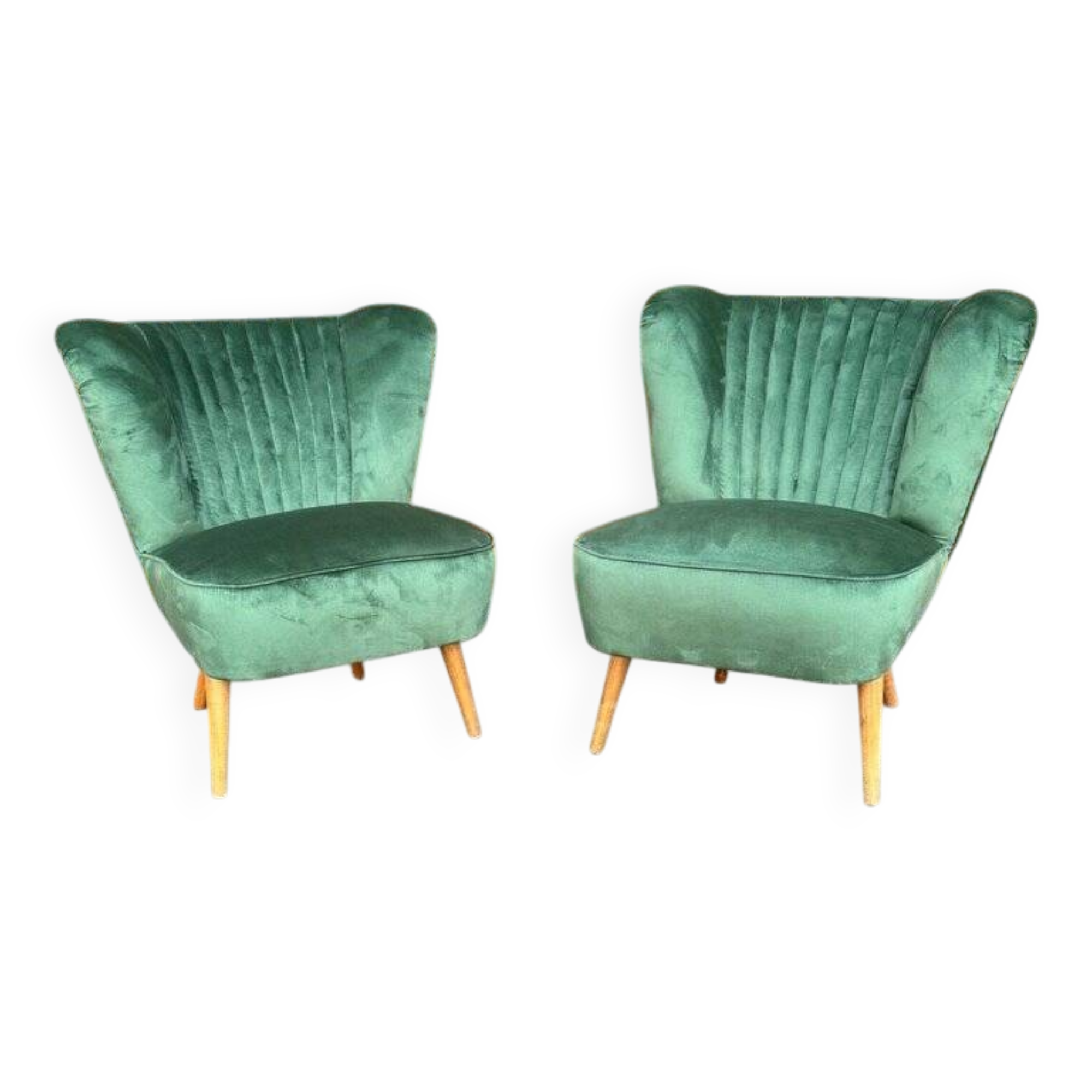 Hungarian green club chairs, 1950s, set of 2