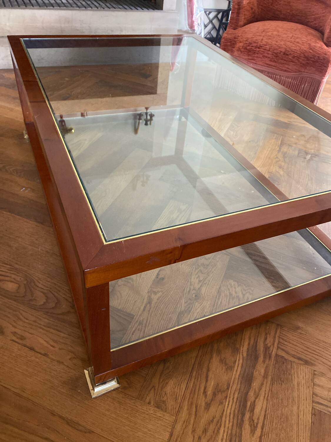 Wood and glass coffee table