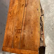 Old wooden baker's chest with storage drawers