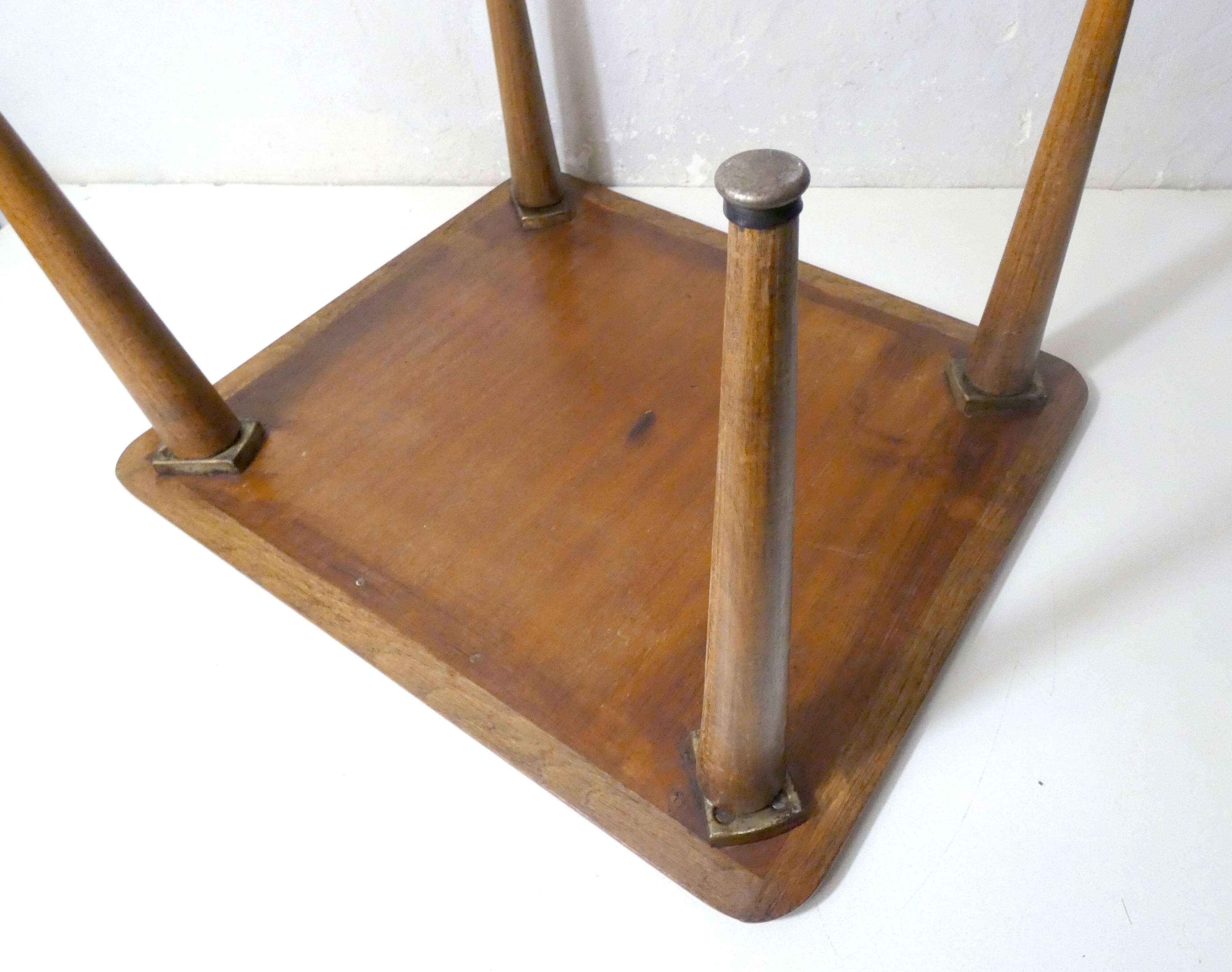 wooden side table with compass legs, 1950s/60s design