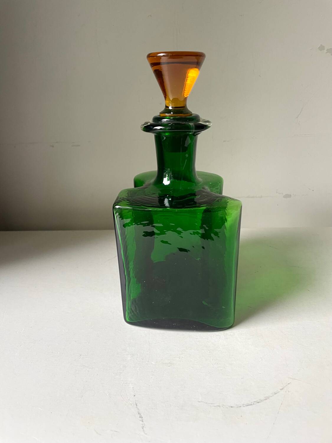 Holmegaard Dark Green Vintage with orange cap Decanter Danish