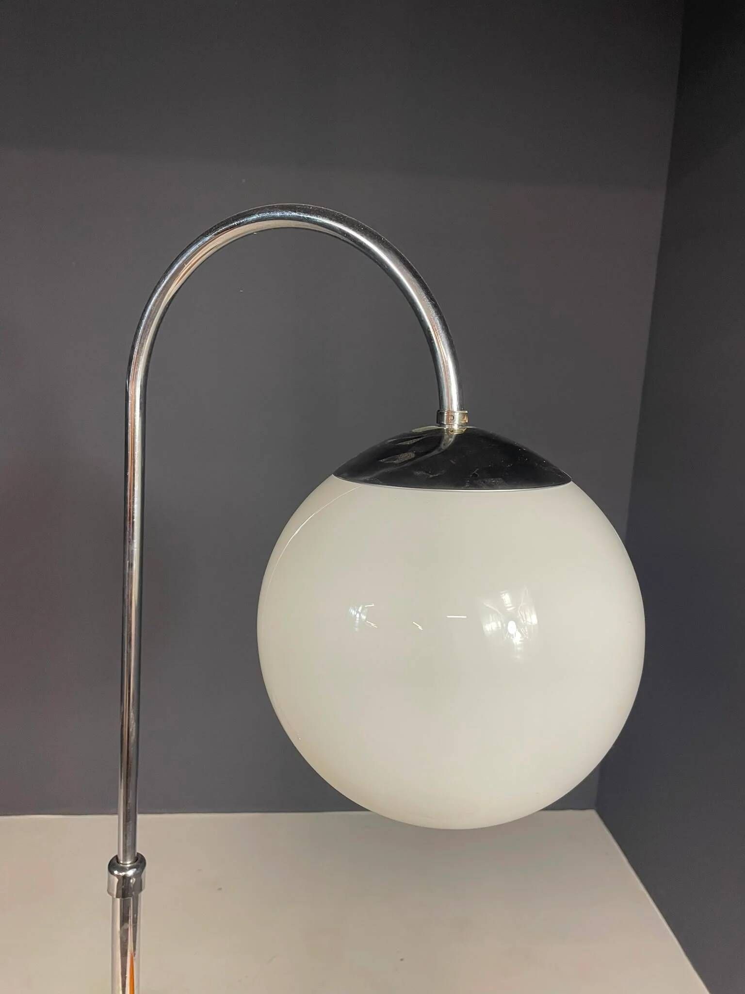 Restored Bauhaus floor lamp with integrated table by R. Slezák