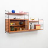 Shelf String, teak, with showcase, vintage