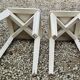 2 tabourets bois peint blanc avec pieds compas