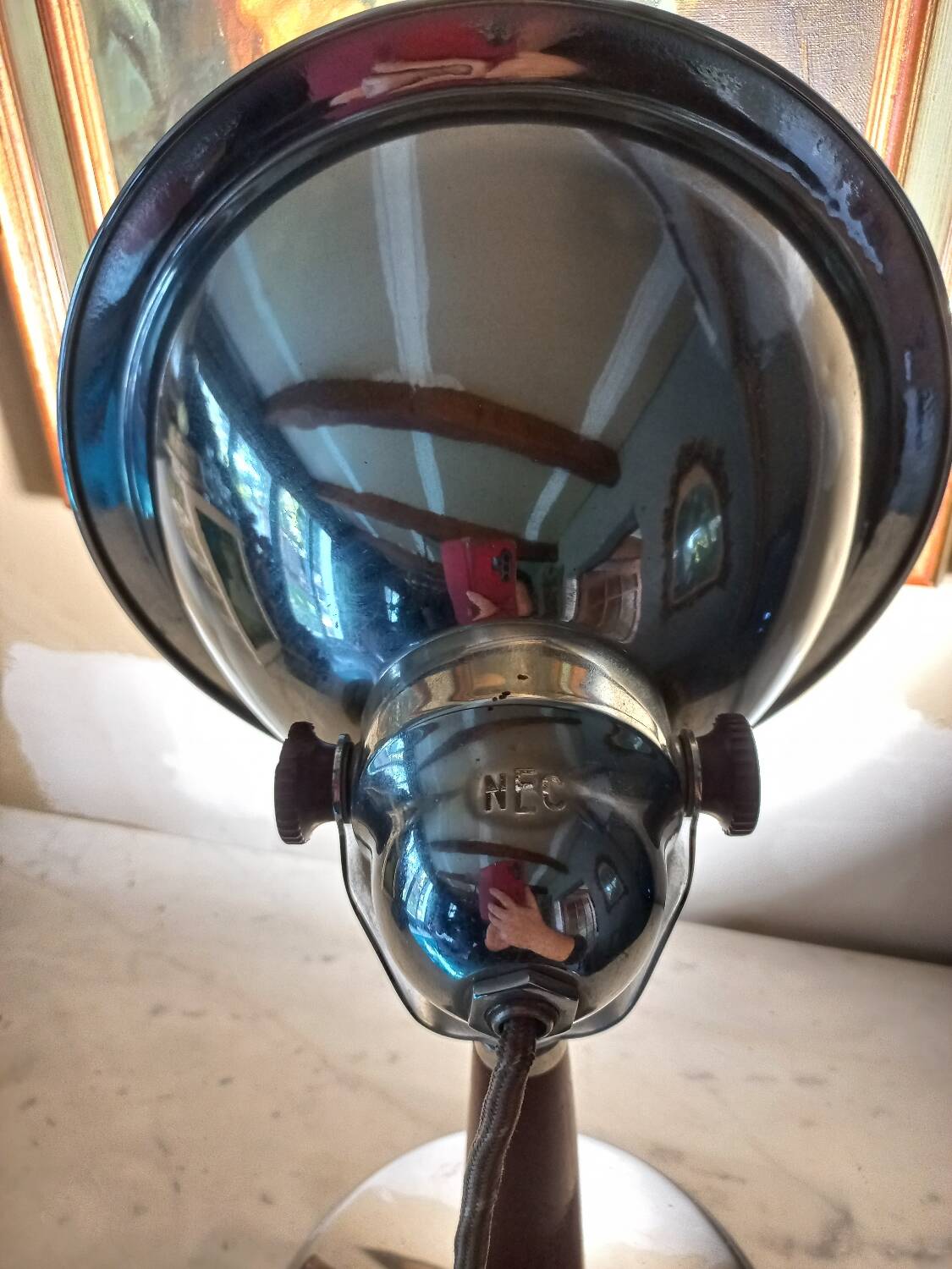 Industrial stainless steel lamp, Atheeza brand, made in Usés, France, 1992