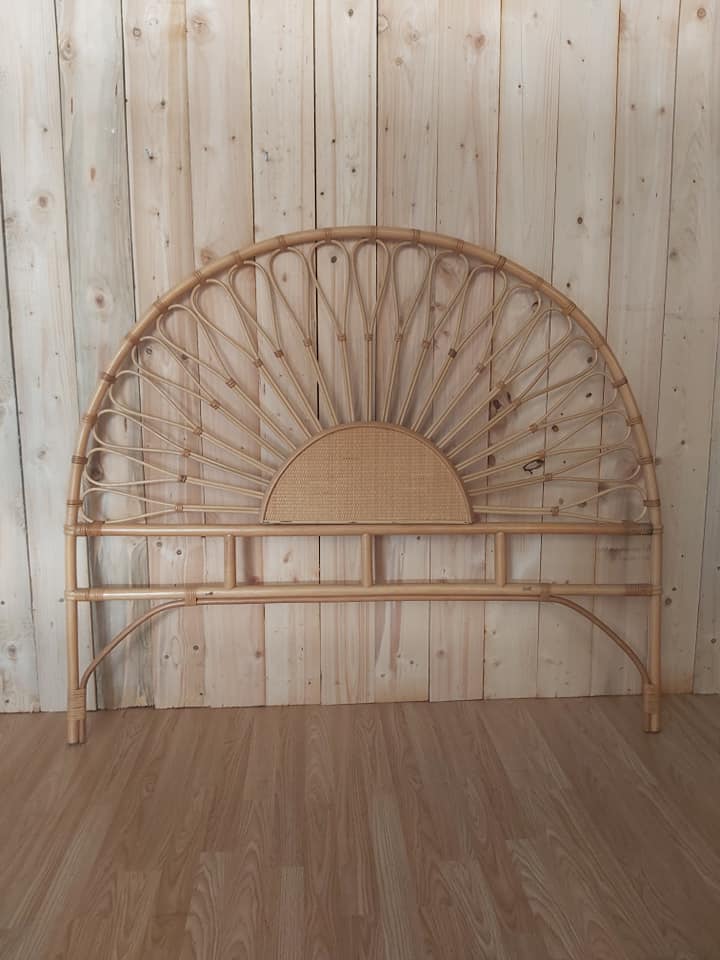 Bedhead and rattan nightstand