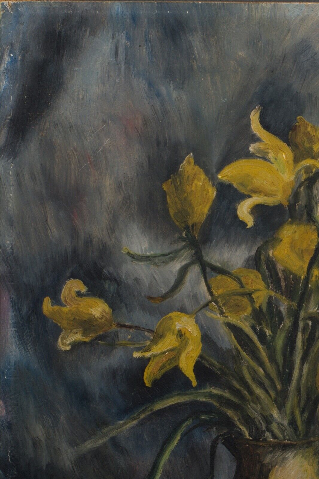 Huile sur panneau a corbeau ou cozbeau nature morte au bouquet de fleurs