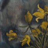 Oil on panel with raven or cozbeau still life with bouquet of flowers