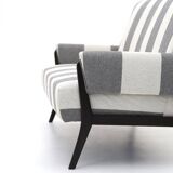 Three-seater wooden sofa, 1950s.