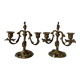 Pair of antique bronze candlesticks at the end of the table XIXth