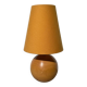 Lampe boule en bois tourné jaune 1980