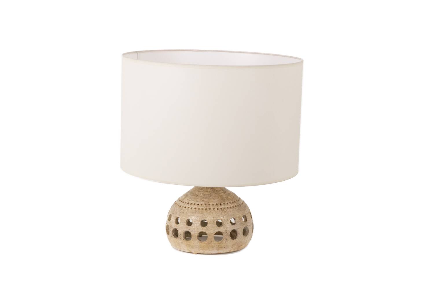 Georges Pelletier. Openwork and glazed terracotta lamp. Circa 1960-70.