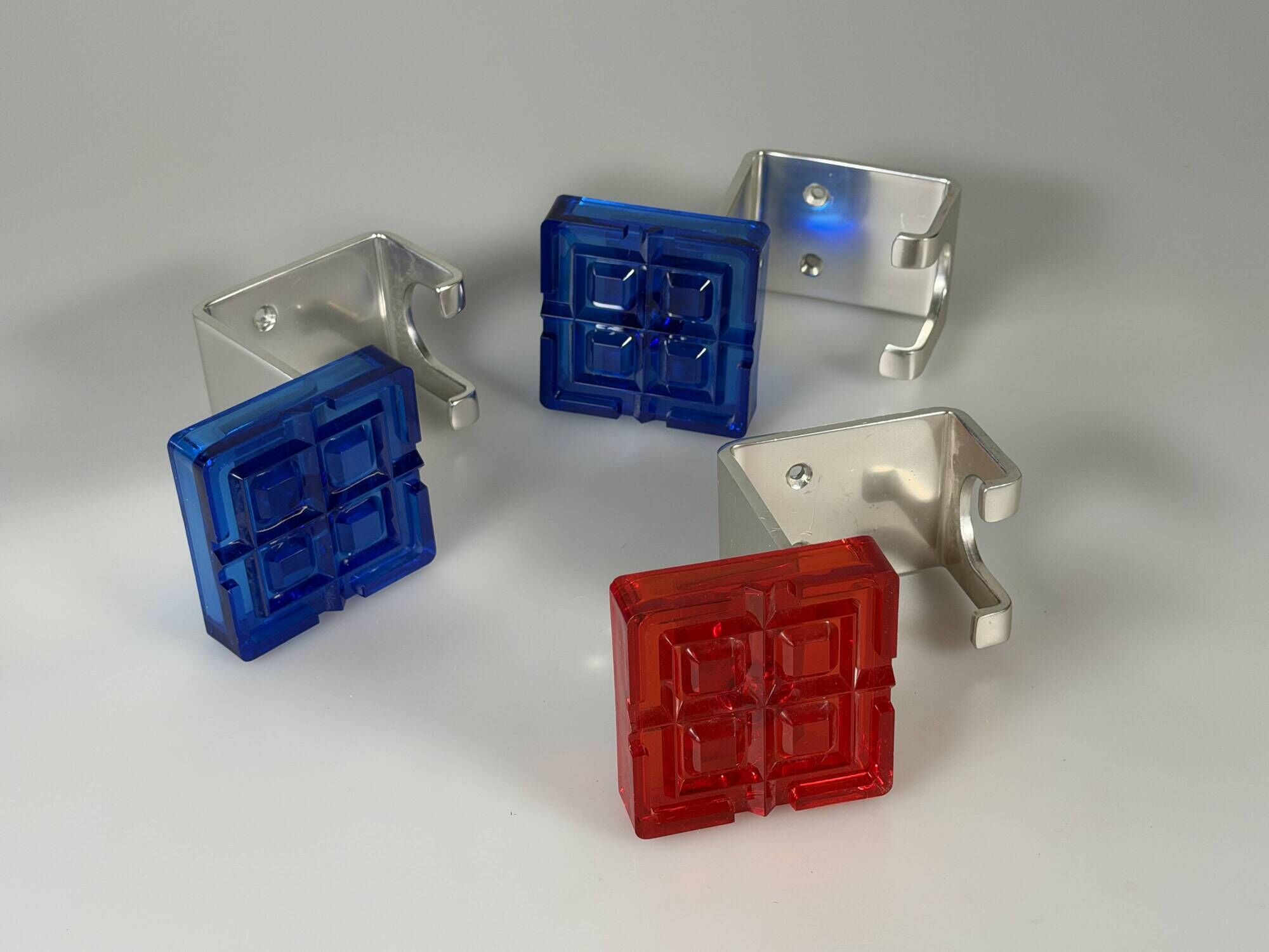 3 x 1960s 1970s Coat Hooks, Wall-Mounted Coat Rack, Metal/Plastic
