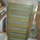 Dresser chest of drawers vintage wood and wicker feet compass