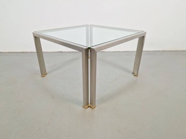 Table basse Regency T28 en laiton et verre de Peter Ghyczy, années 1970