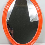 Large Orange Space Age Oval Mirror 1960s
