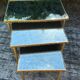 Vintage 70's nesting table in brass and mirror