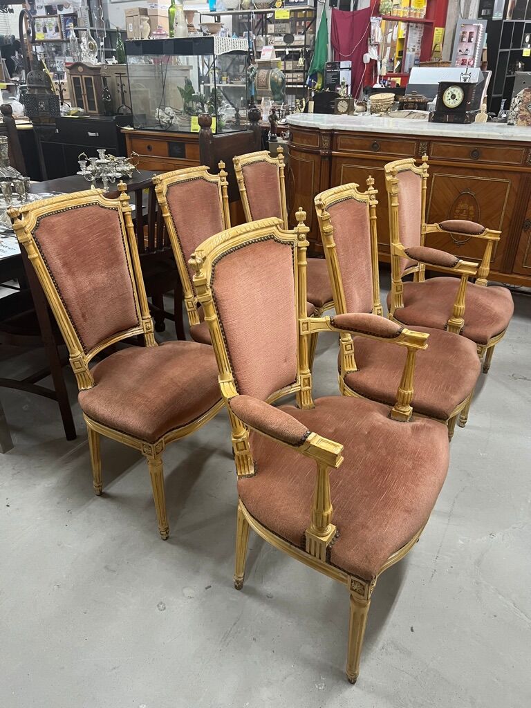 Set of 2 armchairs & 4 velvet chairs