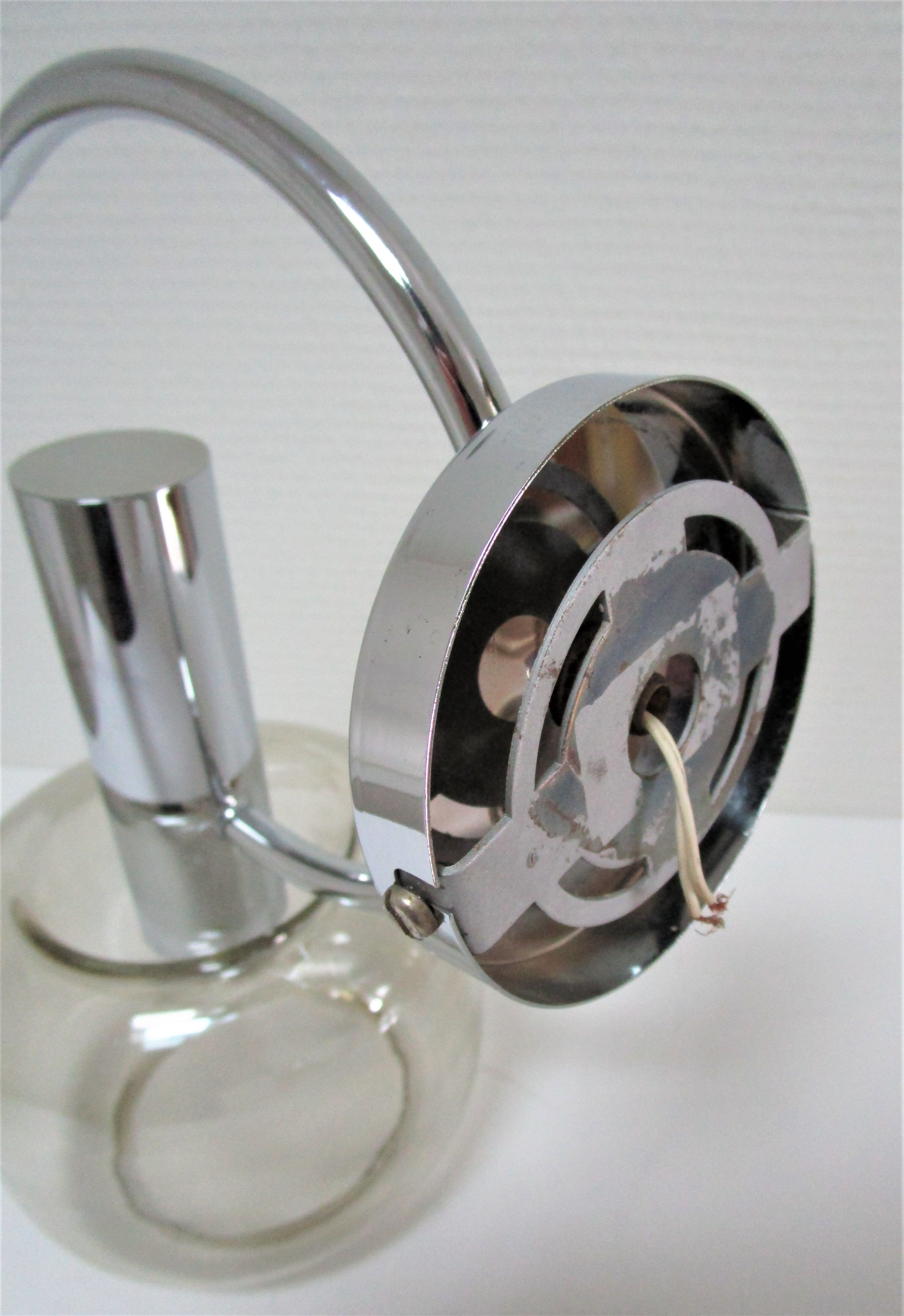 Sconce chrome and smoked glass vintage design 70s