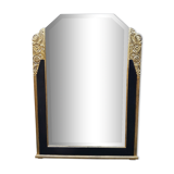 Miroir d'époque art deco noir et or 81x111cm
