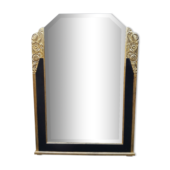 Vintage mirror art deco black and gold 81x111cm