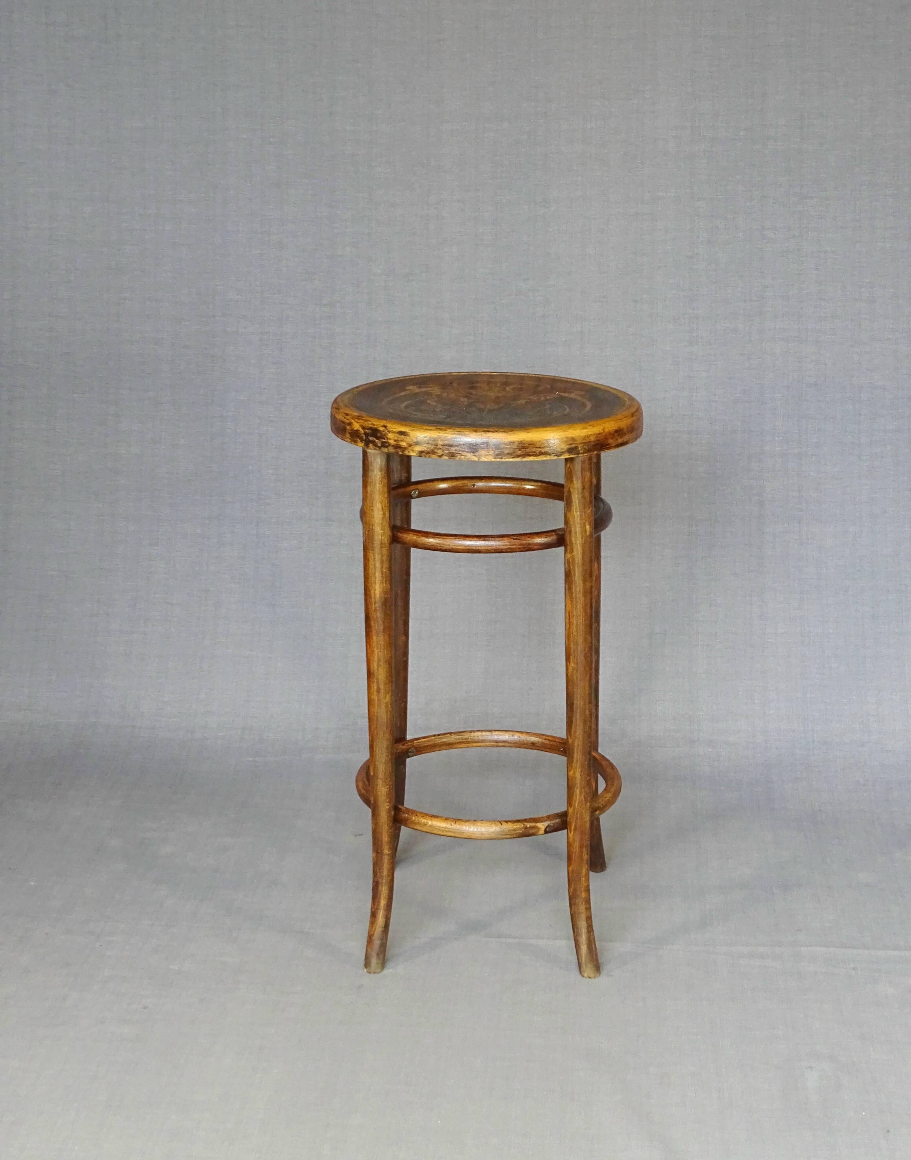Fischel Stool No. 34 T from 1925, wooden seat - Bistro - not Thonet