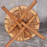 Low wicker and rattan stools, 1970s. (Set of 3)