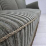 1960s, Danish 3-seater sofa, original green furniture velour, oak wood.