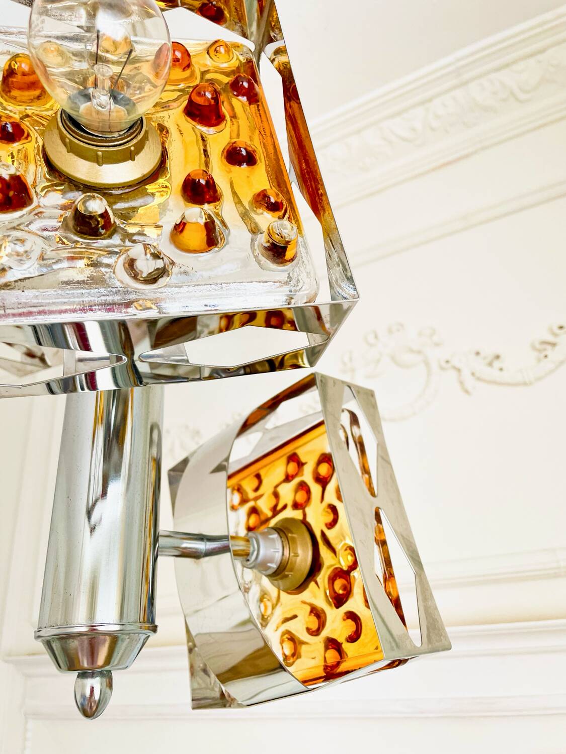 Suspension vintage en verre de Murano par Mazzega – années 70 – verre