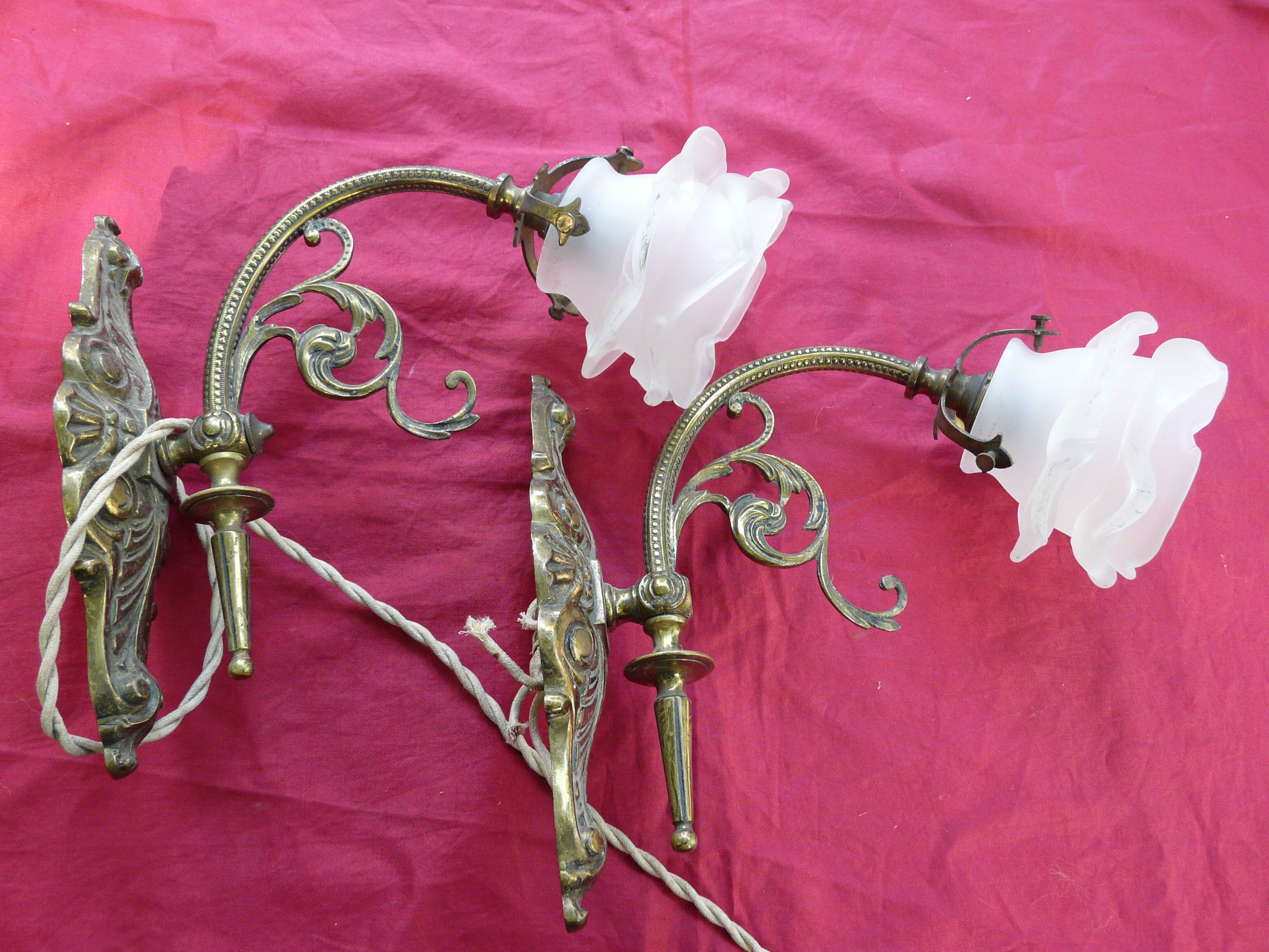 old pair of Napoleon III bronze wall sconces