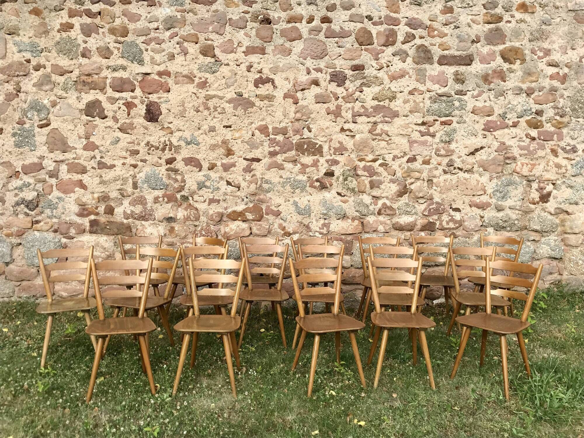 Series of 20 Scandinavian chairs or vintage wooden bistro