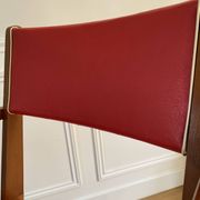 Vintage armchair from the 50s/60s – wood & red faux leather – Scandinavian style