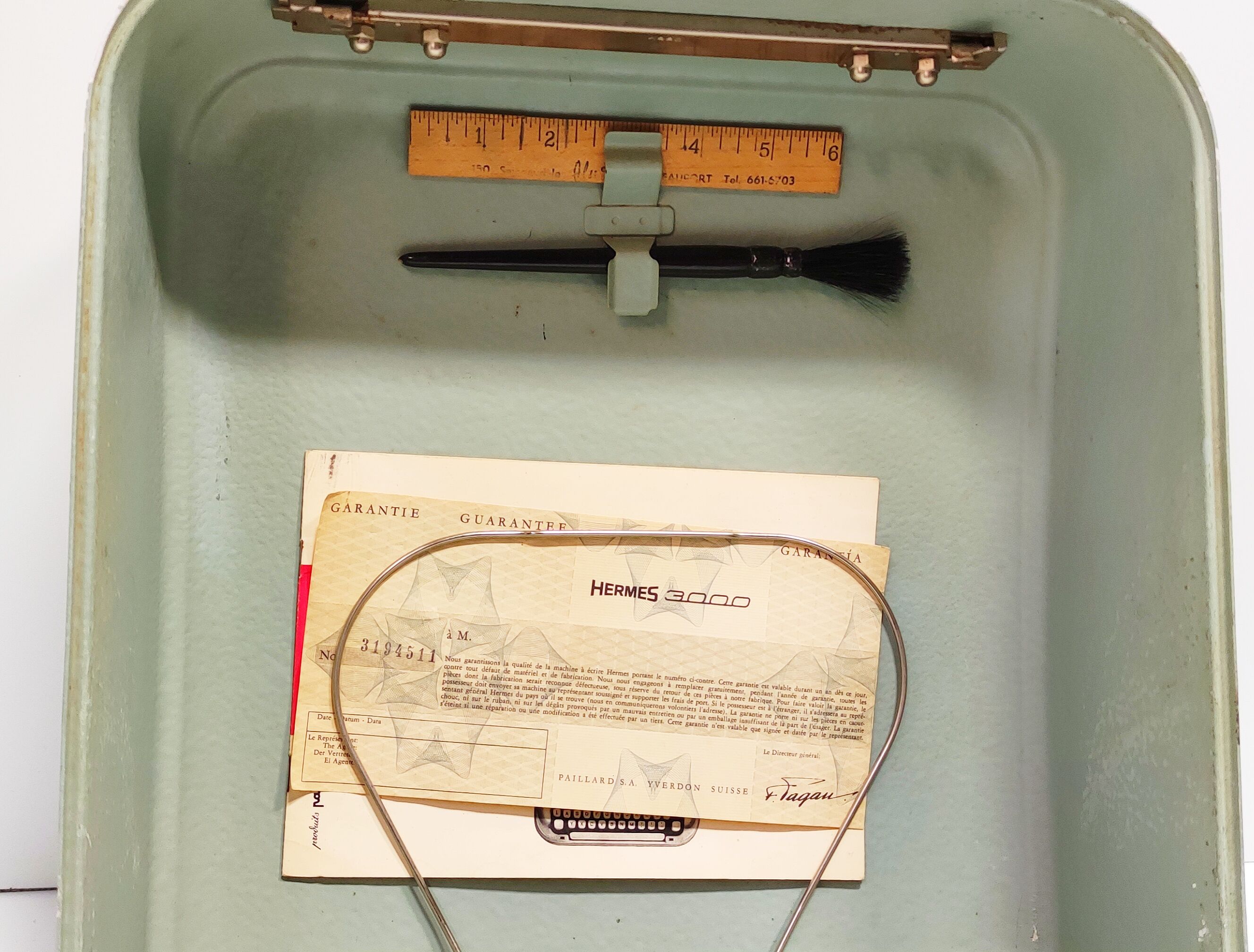 Hermes 3000 green blue typewriter