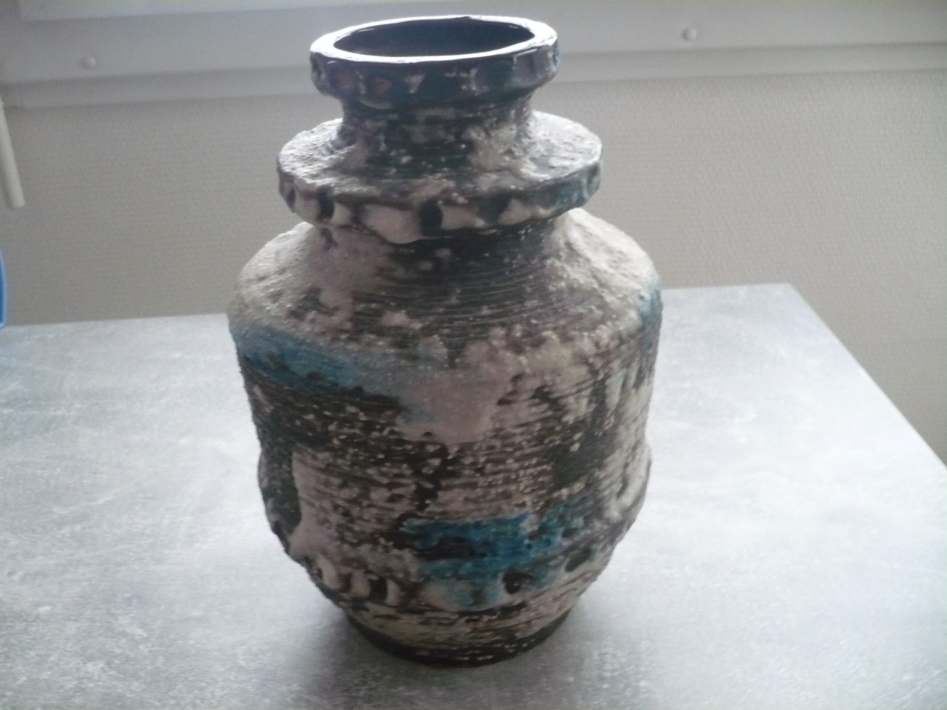 Ceramic vase with fat lava decor, Germany 7323-25