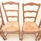 8 Straw chairs with high backs in solid wood