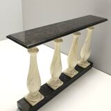 Ivory Hand-Painted Beech Console / Balustrade with a Marble Effect and Two